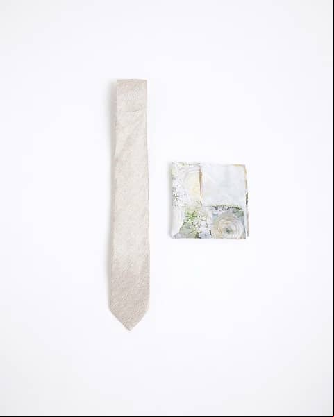 Beige Textured Floral Tie & Handkerchief Set (1).jpg